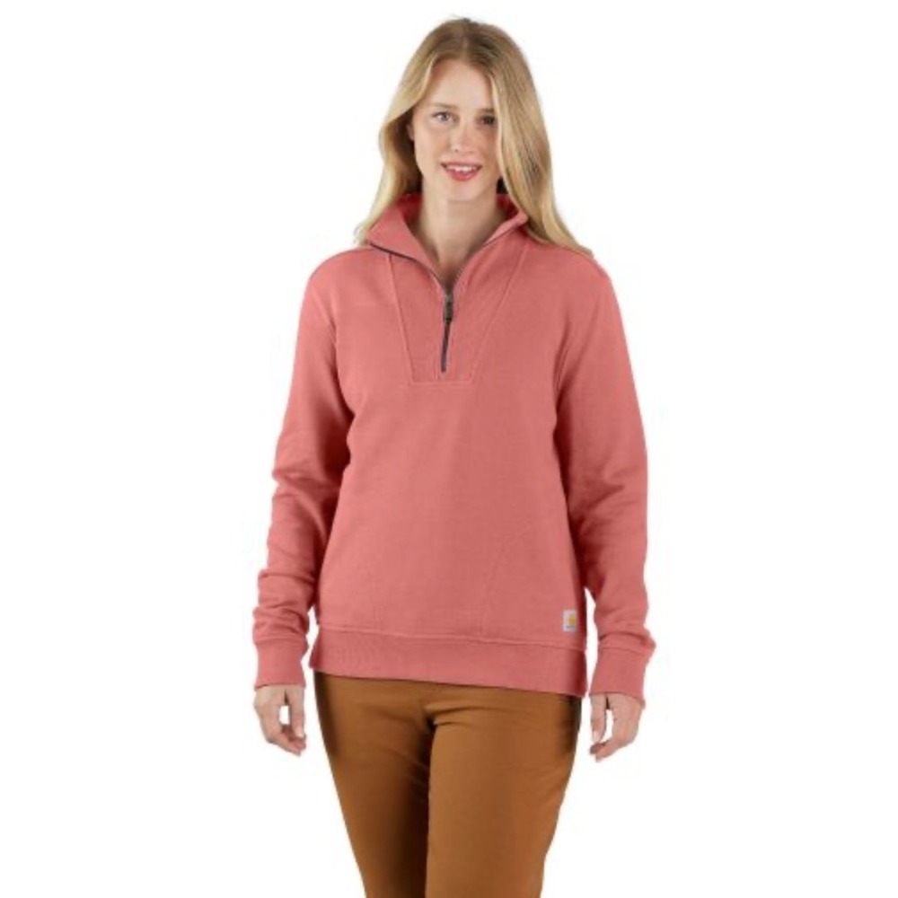 Carhartt Tencel Fiber Series Quarter Zip Sweatshirt Pink Relaxed Fit Large‎
